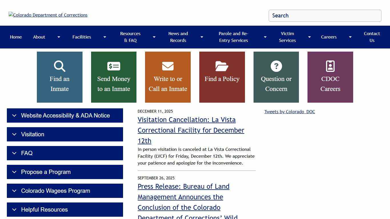 Home | Colorado Department of Corrections