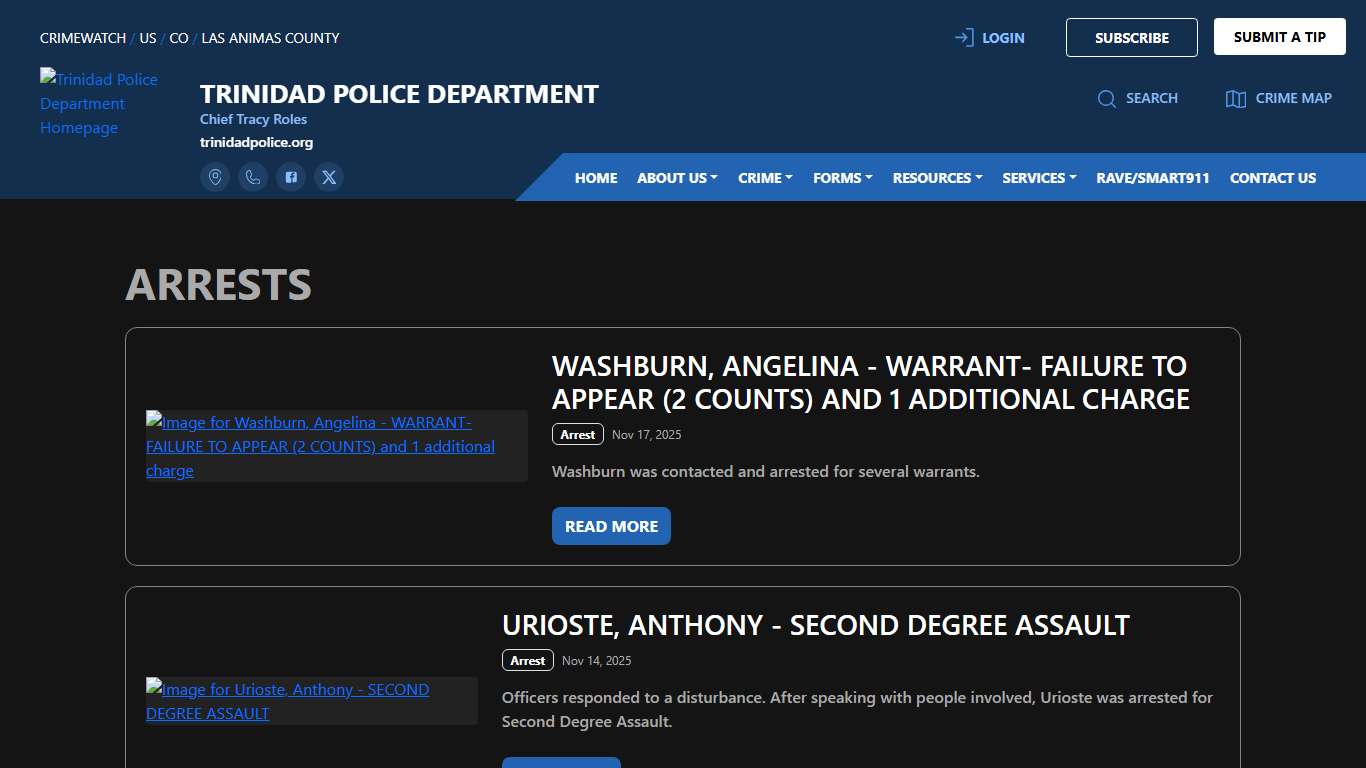 Trinidad Police Department Arrests | CRIMEWATCH