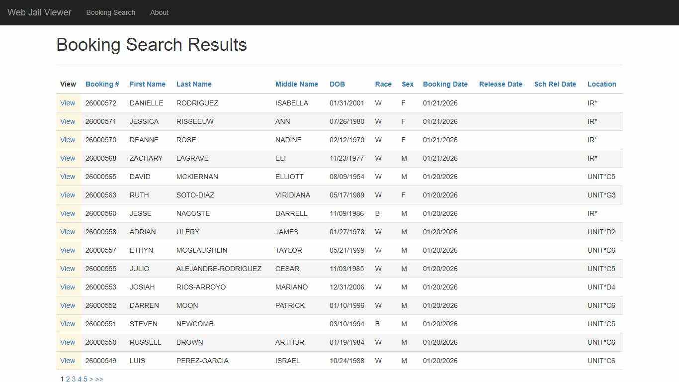 BookingSearchDetail - Web Jail Viewer